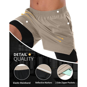 กางเกงขาสั้นตาข่ายสำหรับเล่นกีฬาออกกำลังกายฟิตเนสยิมวิ่งออกกำลังกายกระเป๋าใส่โทรศัพท์สไตล์สปอร์ตออกแบบได้ตามต้องการ - Product Image 4