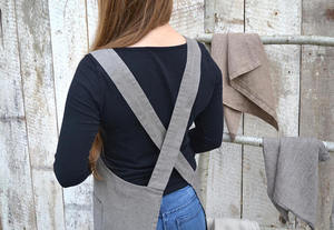 Delantal de Lino Natural con Cruz en la Espalda, Delantal de Cocina de Lino Lavado a la Piedra - Product Image 4