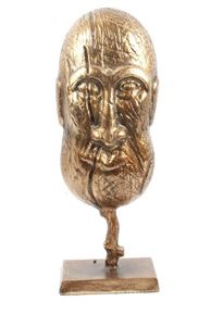 Escultura de cara de aluminio pequeña nueva fundida a mano más vendida con acabado de oro antiguo escultura decorativa personalizada para el hogar - Product Image 5