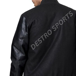 Chaqueta universitaria de alta calidad de fabricante OEM, chaqueta universitaria de béisbol personalizada con mangas de cuero de chenilla bordadas - Product Image 6