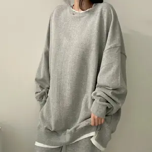 Sweat-shirts pour femmes en polyester/coton mélangé, décontractés, patchwork, col rond, manches longues, couleur personnalisable, logo, séchage rapide - Product Image 1