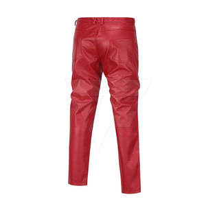 OEM taille haute style décontracté pantalon en cuir de vachette pour hommes à la mode noir Faux pantalon en cuir PU coupe droite en toile - Product Image 4