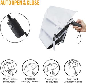 UPF 50 + UV Bảo Vệ Du Lịch Lớn Ô Sợi Thủy Tinh Xương Sườn Siêu Windproof Mặt Trời Chặn Gấp Ô Tự Động Mở Đóng - Product Image 5