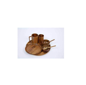 Juego de cena de madera, postres de madera para juego de platos, platos redondos de Acacia PARA CENA, platos de cargador de madera para boda - Product Image 2
