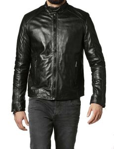 Chaqueta de Cuero Estilo Bomber Unisex, Chaqueta de Motociclista, Piel de Vaca Genuina, Material de Alta Calidad de Primavera, Logotipo Personalizado - Product Image 5