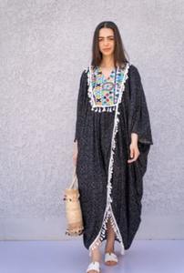 Nuevo estilo de verano para mujer, vestido largo Sexy hasta el suelo con bordado de yugo, abertura en la rodilla con cordones, cintura Natural, tejido ecológico - Product Image 3