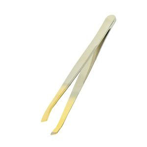 Juego de pinzas para cejas de Color dorado al por mayor con etiqueta privada, pinzas para depilación encarnada, Punta inclinada, pinzas para cejas de acero inoxidable - Product Image 6