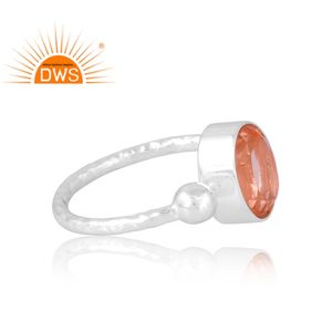 Diseño elegante 925 plata esterlina doblete morganita cuarzo piedra preciosa anillo joyería personalizada para mujer regalo para ella - Product Image 4