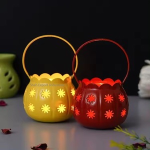 Floral Cut Design <b>Mini</b> Metal <b>Lantern</b> Candle Holder for Home & Wedding Decor Festive Hanging <b>Lantern</b> for Christmas - Product Image 1