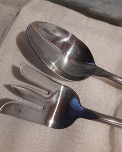 Serveur de salade en acier inoxydable fait main tendance avec ensembles de couverts à poignée ronde mate polie pour restaurants et hôtels - Product Image 3