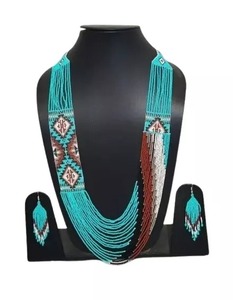 ชุดเครื่องประดับทำมือสไตล์โมเดิร์นจากลูกปัดแก้วสีรุ้ง Tribal Bliss ประกอบด้วยสร้อยคอและต่างหู - Product Image 1