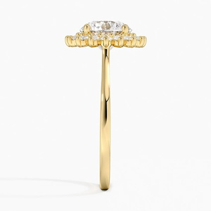 Anillo de Halo cultivado en laboratorio de oro clásico de 10K, banda de piedra central brillante, propuestas de aniversario de boda a la moda, traje de fiesta - Product Image 4