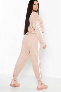 Conjunto de chándales deportivos a rayas laterales para mujer, sudaderas personalizadas, ropa de calle, Sudadera con capucha - Product Image 4