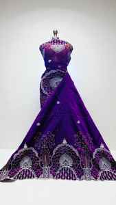 Tissu en dentelle à sequins africains de haute qualité, 5 yards, grande taille, polyester léger, broderie écologique AWAIS HOUSE - Product Image 2