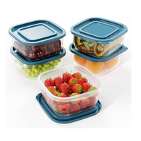 Ensemble de contenants de stockage alimentaire en plastique au design moderne, en matériau PP, avec couvercle à fermeture facile, hermétique, anti-fuite, compatible micro-ondes et congélateur, emballé