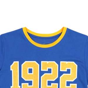 Sigma Gamma Rho SGRho 1922 Camiseta de manga larga Azul real 100 Algodón Brillo Letras griegas Impreso Sorority Apparel Greek Life Shirt - Product Image 4