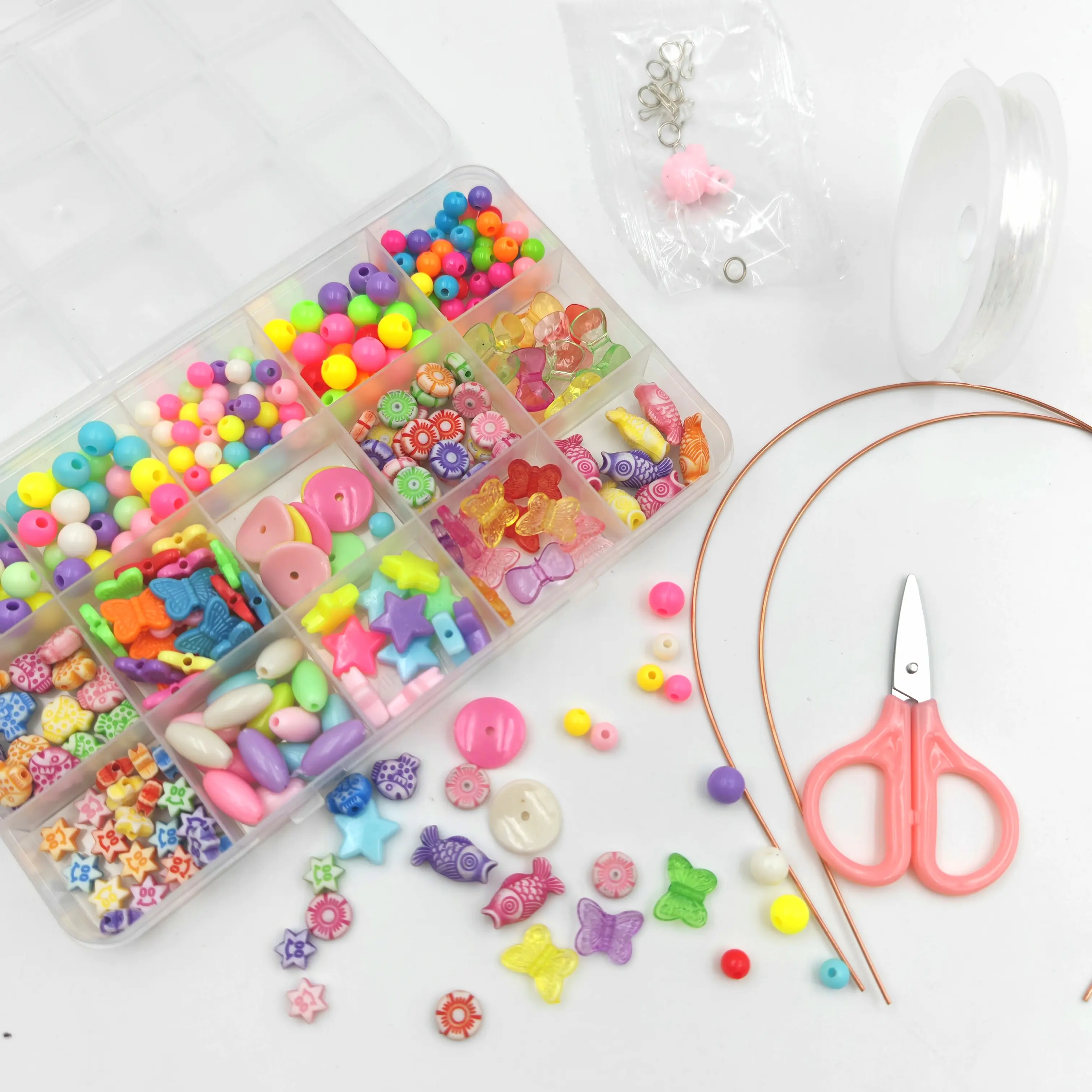 Handmade Bead Colorful Set for Necklace material case toys mixed pearl set Acrylic beads