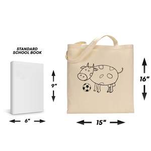 Sac fourre-tout en cuir véritable résistant à l'eau pour enfants, motif vache noire, pour la coloration et la peinture, niveau débutant, saison estivale - Product Image 2