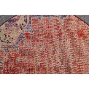 Alfombra Turca Redonda de 2.5x1.5 pies (75x45 cm), Alfombra Oriental Roja Vintage - Product Image 4