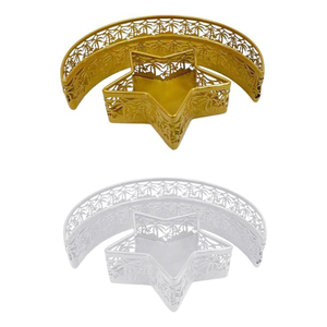 Meilleure vente Ramadan Dessert présentoir décor festif islamique plats de service en métal plateau de luxe lune étoile - Product Image 1