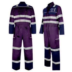 Ensemble de vêtements de travail industriels personnalisables salopette à bretelles avec chemise boutonnée col rond rayures réfléchissantes tissu polyester imperméable - Product Image 3