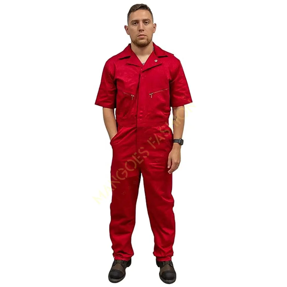 Workzone Mens Red Lightweight Short Sleeve Cotton Coveralls Perfect For Summer Antistatic Overall Coverall
