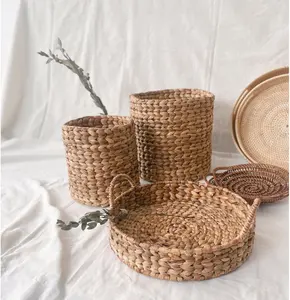 NEW TRENDING Vietnam Sustainable Material Handcrafted House Decor Water Hyacinth Cylindrical Planter Pots for Your Garden