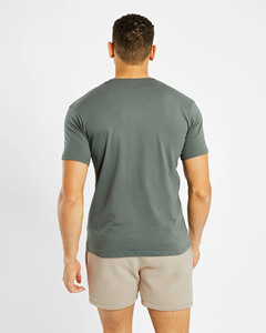Camisetas de hombre de corte regular color verde oliva, precio de fábrica al por mayor, mezcla de algodón, transpirables, para gimnasio y ropa de calle, camisetas de verano para hombre - Product Image 2