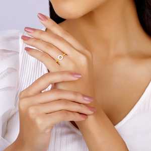 แหวนเพชรทรงกลมที่สร้างขึ้นในห้องปฏิบัติการ ประดับด้วยทองคำ - Product Image 5