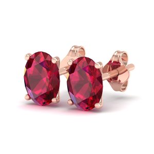 Boucles d'oreilles clous REYES en argent sterling 925 avec rubis ovale de 2,5 carats, fermoir à vis, pour femmes, pierre de naissance, bijoux fins - Product Image 3