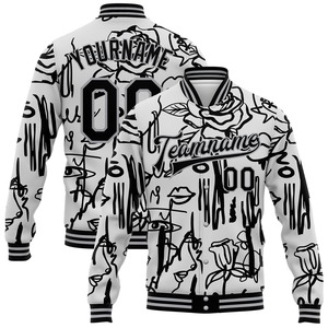 Veste bomber décontractée d'hiver sur mesure en bleu ciel, rose et noir, à fermeture éclair intégrale, style varsity, dégradé, tendance, vente en gros directe pour l'industrie - Product Image 5