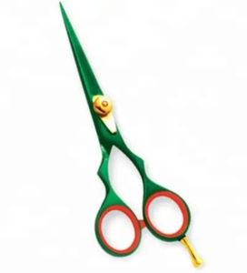 Tijeras de corte de pelo de tornillo ajustable profesional verde de moda y rentable con hoja recta de acero inoxidable - Product Image 3