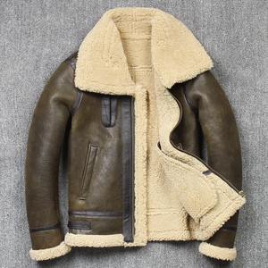 2024 chaqueta de invierno de cuero auténtico para hombre, piel de oveja, chaquetas de roca de cuero genuino, abrigos de bombardero de alta calidad para hombre - Product Image 1