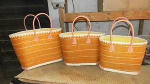 Madagascar Colorful Raffia Straw Oversized Shopping Basket Natural Straw Beach <b>Bag</b> Leather Handles <b>Drawstring</b> Closure Oversized - Product Image 5