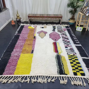 100% laine marocaine tapis fait main 8x10 taille noué à la main Orange et bleu tapis pour la décoration intérieure tapis abstrait - Product Image 3