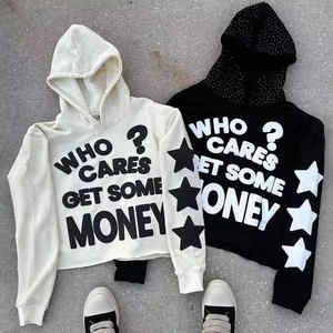 100% coton hommes surdimensionné ourlet brut sweat à capuche court avec pour bouffée personnalisé poids lourd Boxy pull hiver solide français éponge - Product Image 1