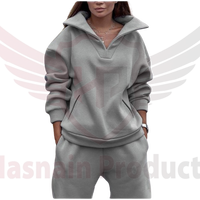 Survêtement sportif décontracté grande taille pour femmes en polaire épaisse Logo personnalisé Long motif solide Style Streetwear-pour l'été et l'hiver