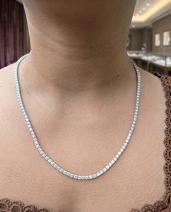 Collar de tenis con diamantes redondos talla milestone de 12.00 ct DEF VVS, diamantes cultivados en laboratorio en oro macizo de 14K, para bodas y fiestas. - Product Image 1