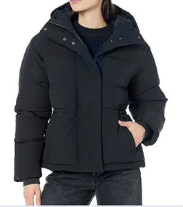 Professional Women's Winter Warm Puffer <b>Jacket</b> Hooded Nylon Lining Quilted Zipper Closure Logo - Product Image 4