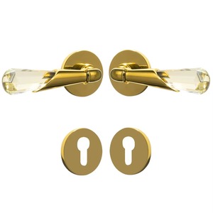 La elegante manija de la puerta con acabado de vidrio y oro agrega un toque elegante a las puertas de madera en casas modernas, villas y hoteles de la India - Product Image 4