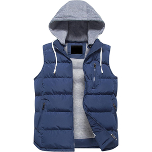 Nouvel arrivage de veste bouffante pour hommes imperméable avec col montant et gilet à fermeture éclair gilet sans manches chaud et gonflé avec rembourrage - Product Image 1