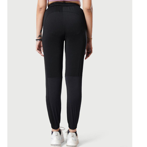 Jogging noir en tricot pour femme, longueur cheville, avec cordon de serrage à la taille et logo brodé sur la jambe droite, tenue décontractée pour l'automne - Product Image 3