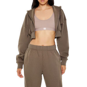 Sweat à capuche oversize pour femme, coton de haute qualité, toile respirante, fermeture éclair régulière, logo personnalisé, broderie imprimée sur le devant - Product Image 4