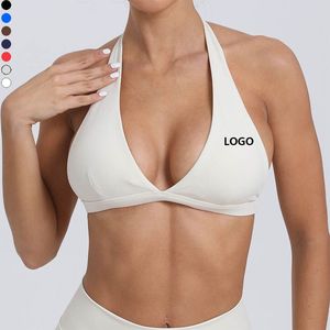 บราโยคะคอวีแบบกำหนดเองสปอร์ตบราเปิดหลังระบายอากาศได้สำหรับยิมและฟิตเนสออกกำลังกายสไตล์เรียบง่าย - Product Image 1