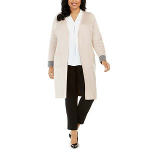 Cardigan Lungo Casual da Donna Calvin Klein Taglie Forti, Rosa, Taglia 1X, Invernale/Autunnale, in Lana, Cashmere e Acrilico, Stampato con Bottoni - Product Image 1