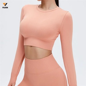 Ropa deportiva personalizada para gimnasio, conjuntos de fitness estampados sin costuras, Top de manga larga, sujetador deportivo, pantalones cortos para glúteos, conjuntos de entrenamiento para mujer - Product Image 3