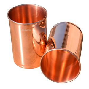 Gobelet en verre à boire en cuivre pur de conception de gravure de taille personnalisée polie brillante dans le récipient en cuivre soucieux de la santé - Product Image 5