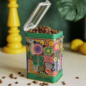 Fermoir en fil d'étain de stockage en métal à motif coloré 75x100x150mm et paniers multifonctionnels de forme ronde à couvercle transparent - Product Image 2