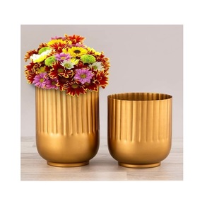 Nueva Decoración elegante para el hogar, jarrones de flores de Metal, jarrones de suelo modernos para jardín, decoración del hogar, sala de estar, maceta Vintage de Metal - Product Image 1