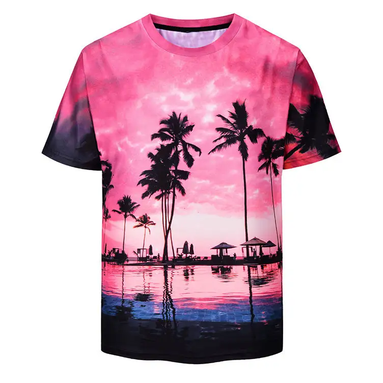 Custom full 3D Printing Fashion Short-sleeved T-shirt Casual Loose Oversized Sublimation Printing 3d men T-shirt